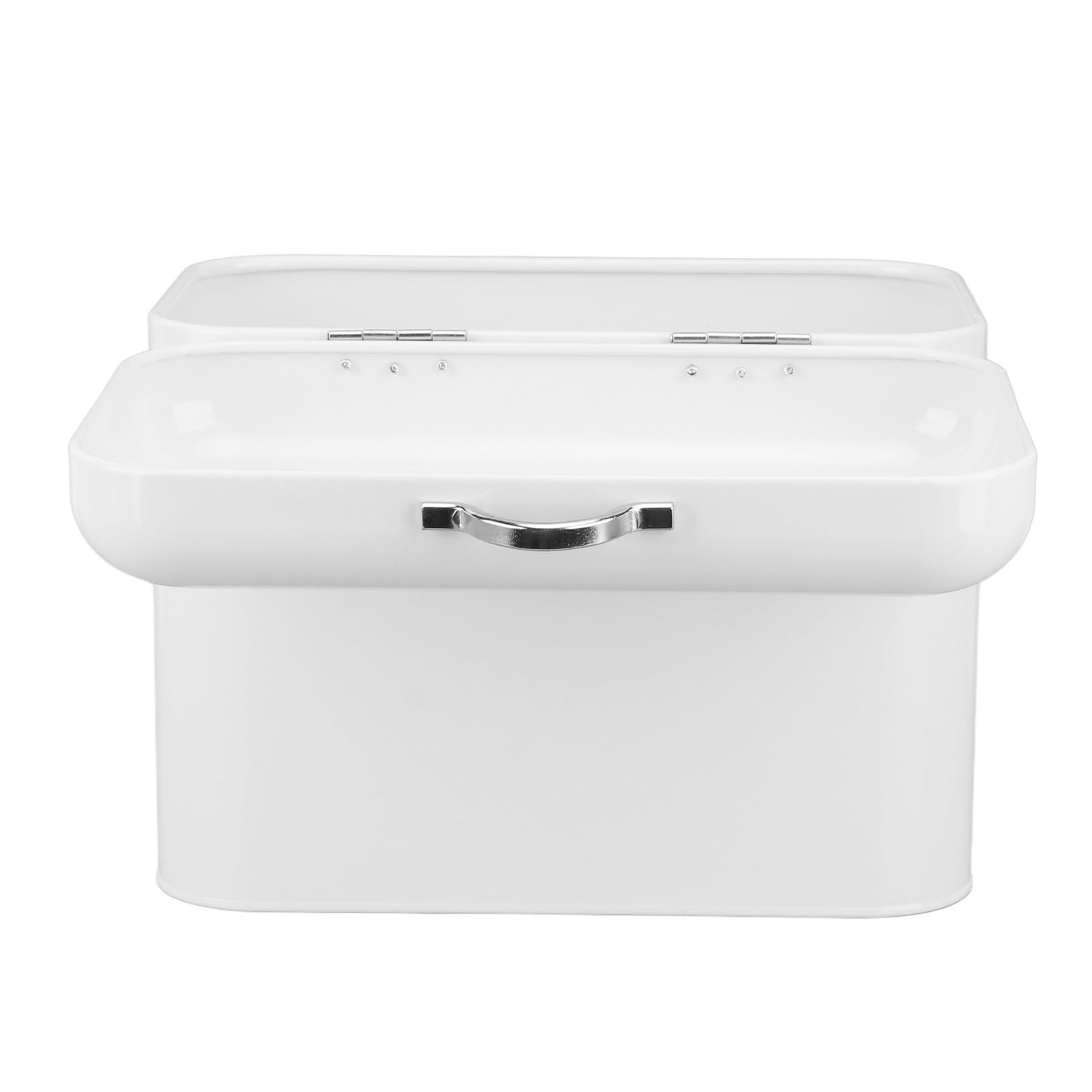 KIMISS Iron Bread Box 2 Shelves Large Acity Large Farmhouse Bread Container for Bread Bagels Cookies Milky White (Cream White)