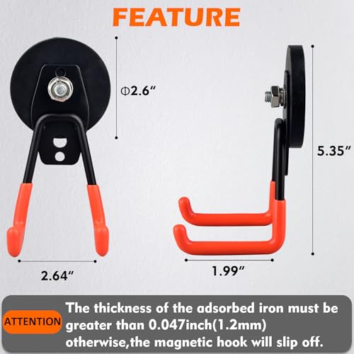 Image of MUTUACTOR Magnetic Hooks Heavy Duty,2PCS Strong Magnetic Garage Hooks for Hanging,Anti-Slip Powerful Magnet Storage Utility Hooks for Cruise Cabins Cabinet Fridge Shed Workshop