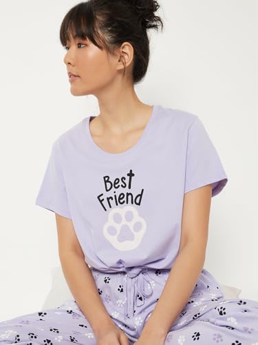 Image of Max Women's Printed Round Neck Half Sleeve Cotton Pyjama Set