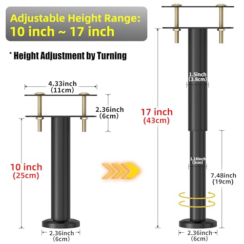 image for Wlrrcwdttc 4 Pcs Adjustable Height Bed Support Legs 10-17 inch, Bed Fr