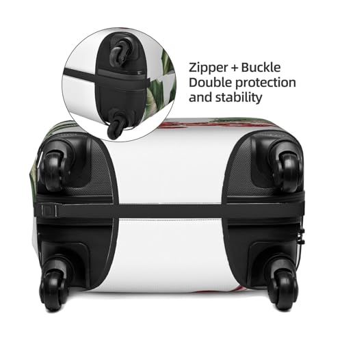 Christmas Holly Leaf Elastic Travel Luggage Cover, Washable Spandex Suitcase Protector, Anti-Scratch Fits 18-32 Inch4