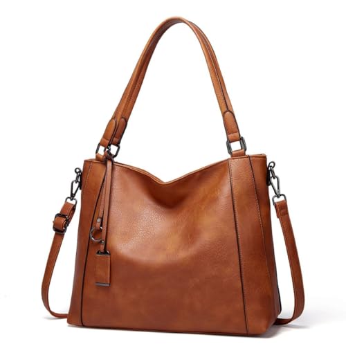 Bolsa Transversal Grande Ombro Feminina para Trabalho, Social, Linda (Caramelo)