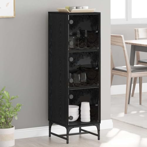 sephironlbb aparador, aspecto de roble negro, 35 x 37 x 117 cm, armario de almacenamiento moderno con 3 puertas para sala de estar, comedor y pasillo, material de madera resistente
