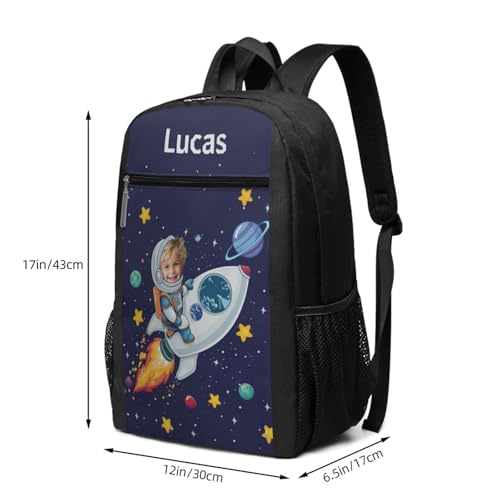 Custom Astronaut Backpack for Men Women Personalized Laptop Backpack Design Your Name Text Photo Customize Large-capacity Backpack for Work Hiking Travel 17in​​​​​3