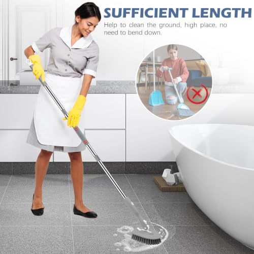 Image of SetSail Tile Tub Scrubber Brush 3-in-1 Long Handle Shower Scrubber, Gray