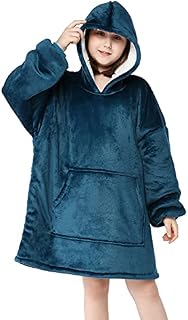 Adisputent Kids Blanket Hoodie Oversized Snuggle Fluffy Sweatshirt Fleece Blanket with Giant Pocket Soft Warm Cozy Sherpa Hoodie Wearable Blanket for Teens Girls Boys
