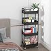 Sywhitta 4-Tier Plastic Rolling Utility Cart with Handle, Multi-Functional Storage Trolley for Office, Living Room, Kitchen, Movable Storage Organizer with Wheels, Black