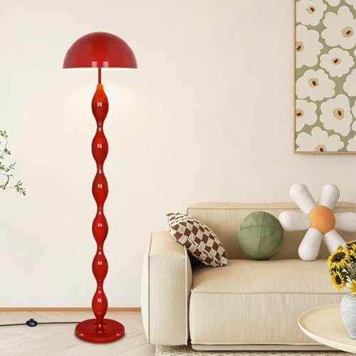 Lampadaire sur Pied Salon Rouge Lampe Champignon,Lampe sur Pied Moderne pour Chambre à Coucher avec Interrupteur à Pédale,150cm Home Decoration LED...