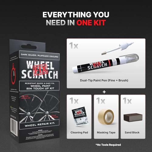Wheel Scratch Fix® Dark Silver Touch Up Paint for Cars - DIY Alloy Wheel Repair Kit, Curb Rash Remover with Fast-Drying Pen - Long-Lasting OEM Finish Car Rim Paint for Scuffs and Chips at Home (Dark Silver) - Thumbnail 7