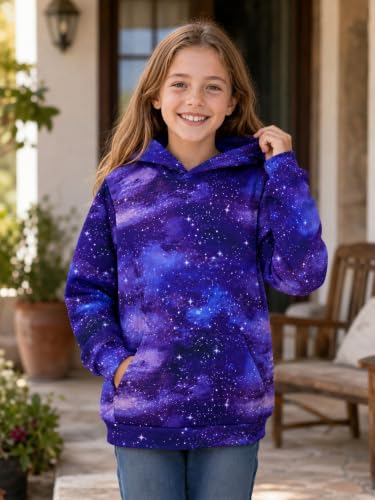 Image of uideazone Girls Graphic Hoodie, Long Sleeve Hooded Sweatshirt 4-14 Years