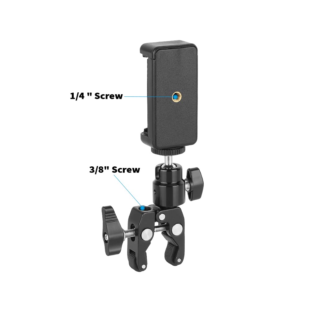SZRIG Super Clamp with 1/4"-20 Mini Ball Hand for Cell Phone Mount(Black) - Image 4
