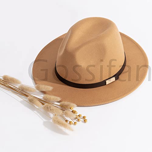 Image of Fedora Hats for Men Wide Brim Panama Hat with Classic Belt