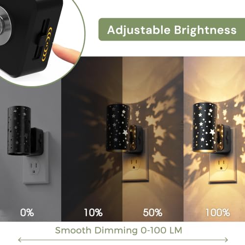 Image of L LOHAS LED Night Light, Night Lights Plug into Wall,Star Nightlights,3000K | Dimmable Nightlight for Kids Room, Etched Star Design, Auto Light Sensor,Rotatable Plug,Adults Toddler Hallway Bedroom,2 Pack