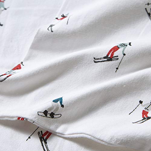 Image of Eddie Bauer - Flannel Sheets Full Size, Anti-Pilling & Wrinkle Resistant Cotton, Touchably Soft for All-Season Comfort - Bed Sheets with Matching Pillowcases & Fitted Sheet (Ski Slope White)