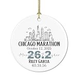 BAVAHA (String Included) Personalized Chicago Marathon Christmas Ornament 2025 Chicago Marathon Runner Christmas Ornament Running Finisher Gifts Xmas Tree Decorations Runners Friends Family Coworker