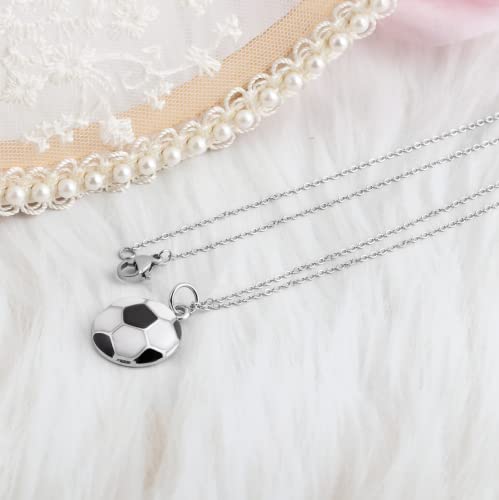Haoze Soccer Gifts For Her Soccer Ball Charm Necklace Soccer Player Gift Soccer Team Gift For Women Girls Football Lover Gift (Silver) #TOP3