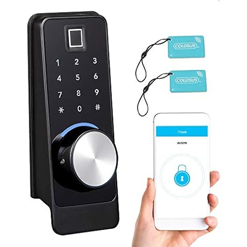 COLOSUS NDL628 Keyless Trusted Deadbolt Smart Door Lock, Biometric Fingerprint Keypad – Works with App to Control and Access Home, Office, Rental Properties, Businesses (Black - 2 Key Fobs) Cover