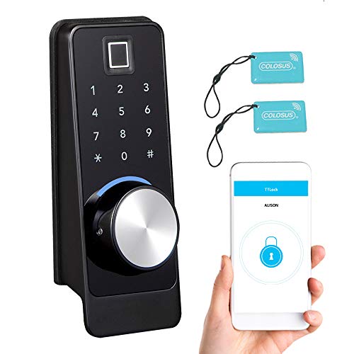 COLOSUS NDL628 Keyless Trusted Deadbolt Smart Door Lock, Biometric Fingerprint Keypad â€“ Works with App to Control and Access Home, Office, Rental Properties, Businesses (Black - 2 Key Fobs)