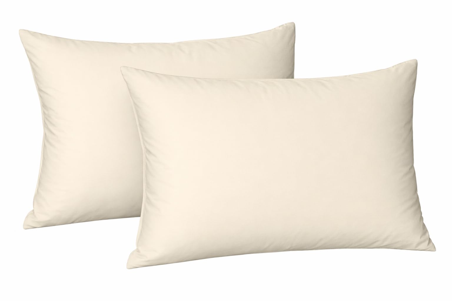 ARLINENS Luxury Plain Dyed Poly Cotton Platform Base Valance Sheet in Following Colours and Sizes (PAIR OF PILLOWCASES, CREAM)