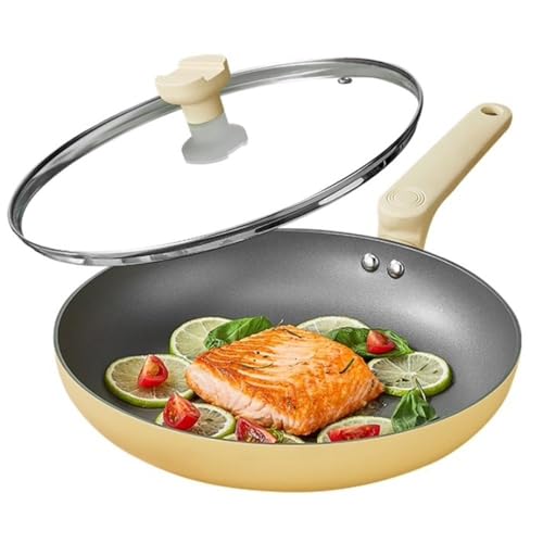 Sartén profunda antiadherente con tapa, sartén for saltear de 10,2 pulgadas con mango extraíble, sartén for cocinar saludable, liviana, utensilios de cocina de inducción, for inducción, cerámica, eléc