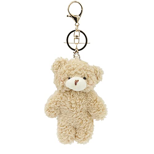 ZOONAI Bear Plush Keychain, Aniaml Car Key Ring Hanging Ornament 5" Stuffed Teddy Plushie Backpack Purse Pendant Gift for Women Girls (Brown)