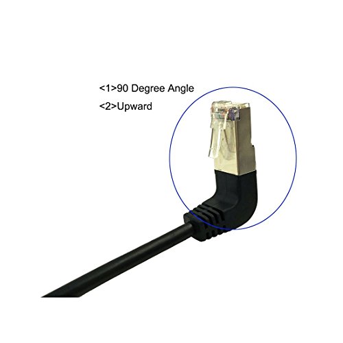 Qaoquda CAT6 Network Extension Cable,90 Degree RJ45 A Male to A Female Screw Panel Mount Extension Cable,Support Ethernet Cat 5e/Cat 6-10 inch (Upward) - Image 4