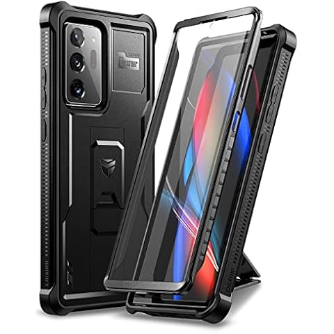 Dexnor for Samsung Note 20 Ultra Case, [Built in Screen Protector and Kickstand] Heavy Duty Military Grade Protection Shockproof Protective Cover for Samsung Note 20 Ultra - Black Cover