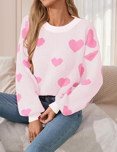 Image of Libsorge Womens Valentine Heart Sweater 2026 Valentines Day Trendy Cute Oversized Long Sleeve Pullover Sweaters