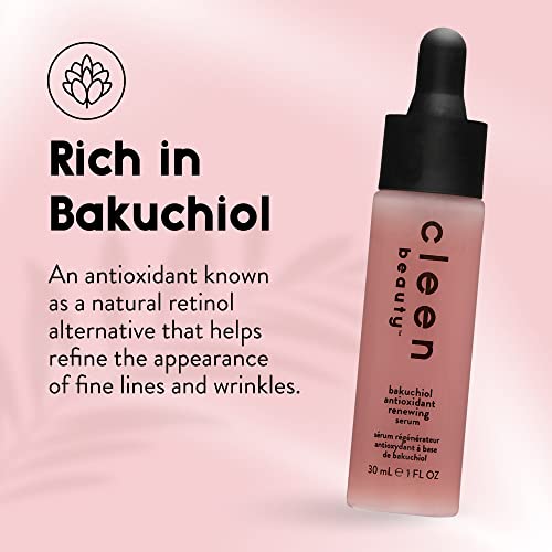 Cleen Beauty Bakuchiol Antioxidant Renewing Serum | Bakuchiol Serum With Sapphire Lift Peptide | Antioxidant Serum For Face | Anti Aging Serum - Paraben Free | Bakuchiol Face Serum, 1 Fl Oz #TOP2