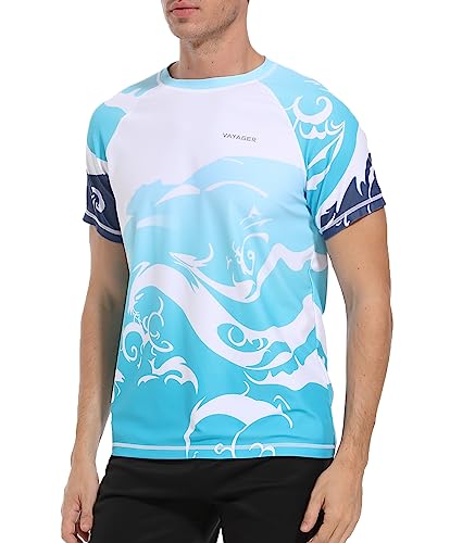 VAYAGER Men's Swim Shirts Rash Guard UPF 50+ T Shirts Quick Dry Loose Fit Water Surfing Shirt2
