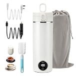 Travel Kettle 500ml, Portable Electric Kettle with 6-Temperature Control, Dual Power for Home & Car, 24H Keep Warm, LCD Display, Auto Shut-Off, for Travel Home Office, Ideal for 1-2 Persons, White