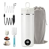 Travel Kettle 500ml, Portable Electric Kettle with 6-Temperature Control, Dual Power for Home & Car, 24H Keep Warm, LCD Display, Auto Shut-Off, for Travel Home Office, Ideal for 1-2 Persons, White