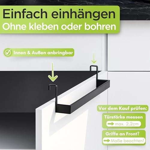 Foto von DEELIA® Geschirrtuchhalter Küche | Handtuchhalter ohne Bohren zum Einhängen am Küchenschrank | inkl. 4 Haken | Handtuchhalter schwarz, Edelstahl