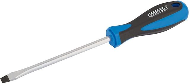 Draper 63320 Engineer's Plain Slot 8.0mm Flared Tip Screwdriver, 150 mm Blade Length , Blue