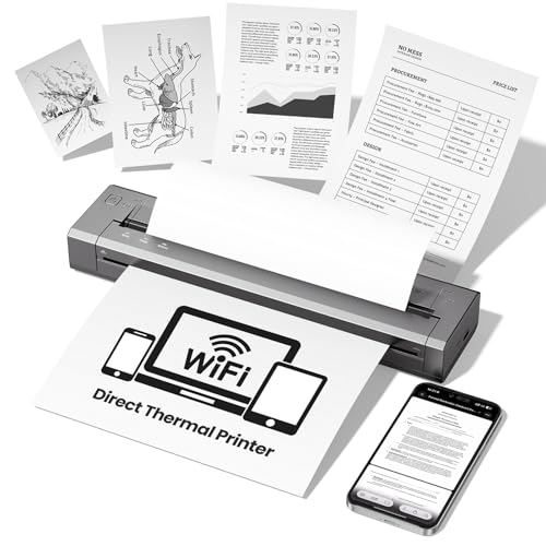 Phomemo G100 Pro Upgraded WiFi Direct Print Portable Printers Wireless for Travel,100mm/s Thermal Inkless Printer, Supports 8.5'x11'US Letter/A4/B5/A5, Compatible with iOS, Android, Windows, Mac