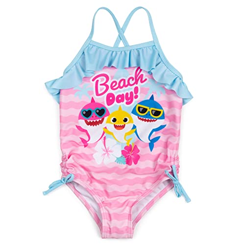 Baby Shark Daddy Mommy Toddler Girls One-Piece Bathing Suit Blue/Pink 24M