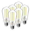 TJOY 6 Pack E26 Base Vintage LED Edison Light Bulbs, 60W Equivalent Dimmable, 4000K Natural White, 8W ST58 LED Filament Bulbs, 800Lumens, CRI80+, Antique Glass Style for Home, Bedroom, Farmhouse