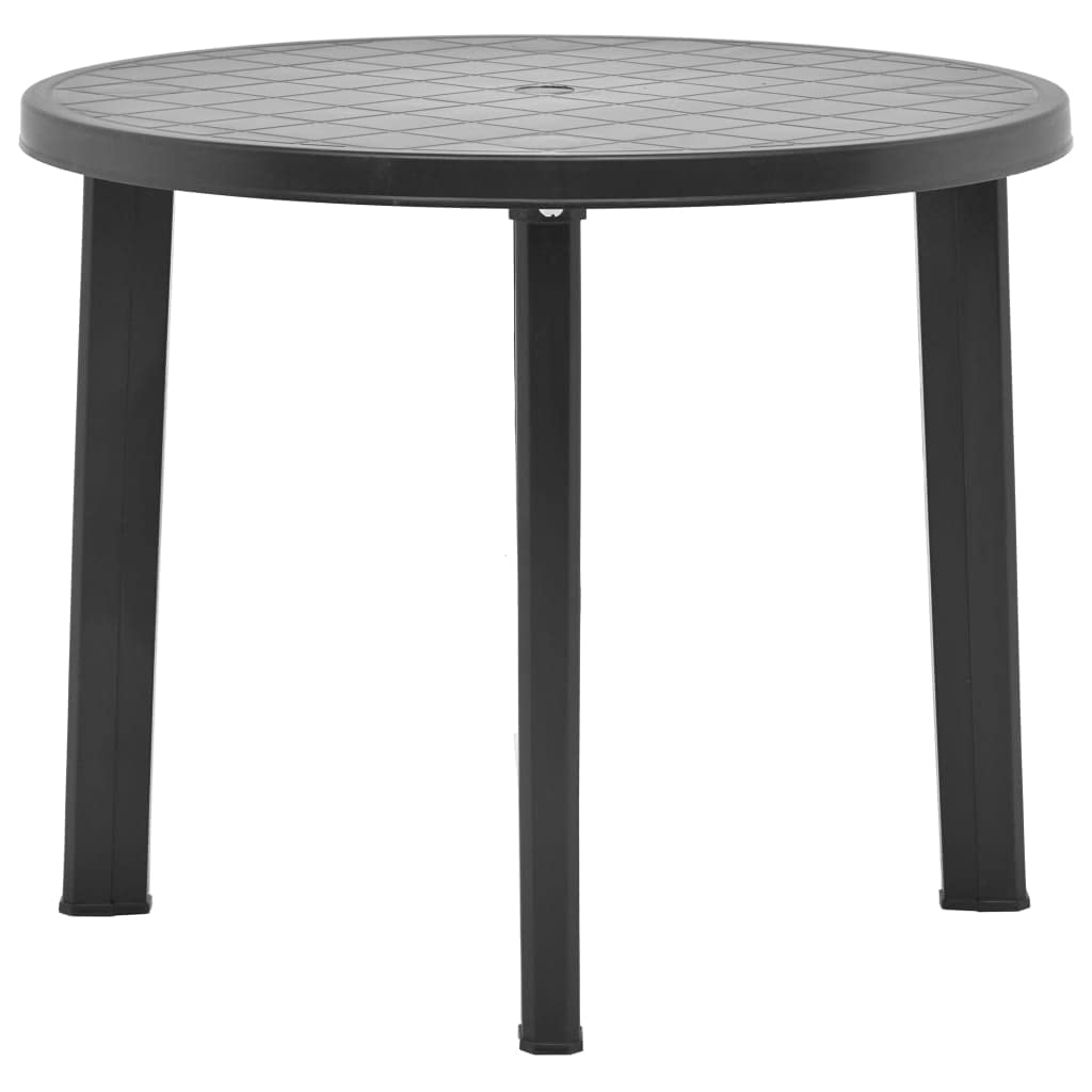 vidaXL Garden Table Couch Side End Tea Outdoor Garden Patio Balcony Bistro Tea Table Outside Dining Furniture Round Anthracite 89cm Plastic