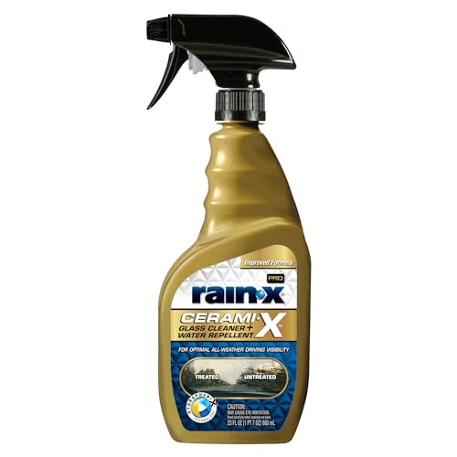 Rain-X 630177SRP Cerami-X Glass Cleaner + Water Repellent, 23oz – Cleaning Effectively While Remaining Streak Free, Protecting Against Contaminants and Stains
