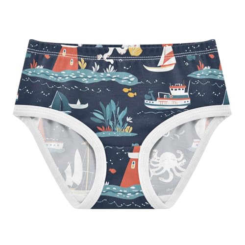 Wusikd Sea Ships Boat Girls' Underwear Cotton Girls Briefs Soft Toddler Underwear 2T
