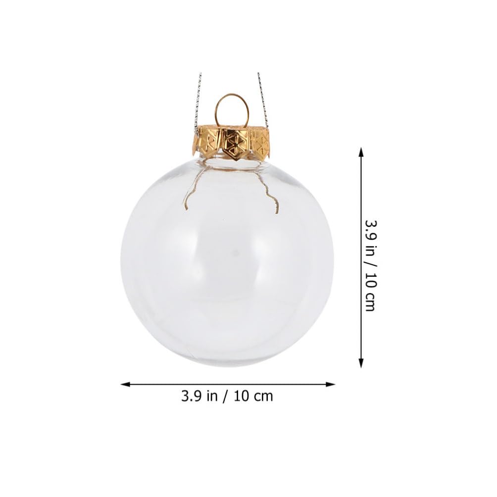 BESPORTBLE Bolas transparentes rellenables: 12 adornos colgantes de bolas de Navidad de plástico, bola colgante redonda de 3.93 pulgadas, color dorado