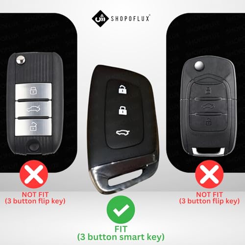 Image of SHOPOFLUX Metal Car Key Cover Pack 2 Compatible for MG Hector | Windsor EV 3 Button Smart Key - Black