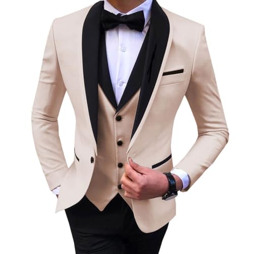 Mens Suit Slim Fit,3 Piece Suits for Men Prom Wedding Party Blazer Vest Pants Suit Jacket for Men