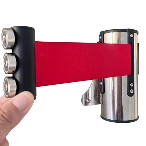 Magnetic Wall Mount Queue Barrier Belt Crowd Control Wall Barrier 6.5/9.8/16.4/32 FT Safety Cordon Barrier for Retail Stores Airports Banks School(3M/9.8FT)