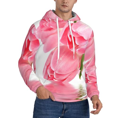 Sweat à capuche rose floral en polaire homme pour vos weekends décontractés