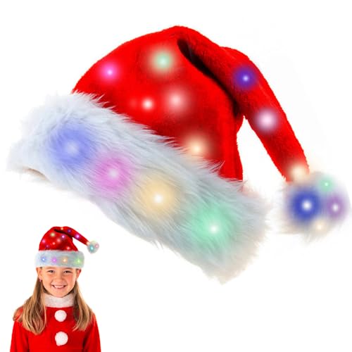 Foreverup LED Weihnachtsmütze, Leuchtende Weihnachtsmütze für...