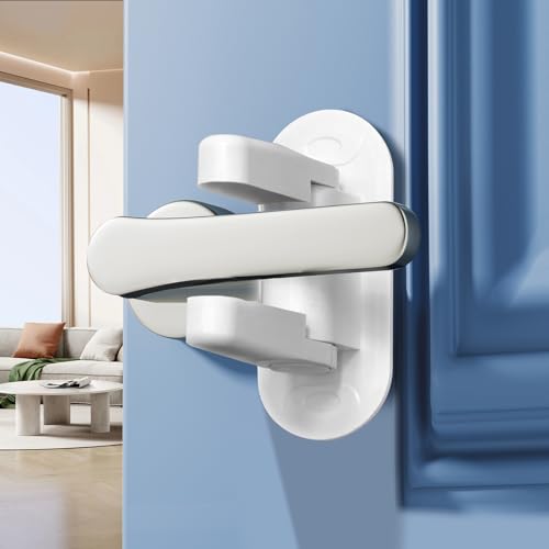 Woobroo Door Lever Safety Lock 2 Pack Doors Handle Locks Without Drilling for Child-Proof & Pet-Proof Heavy-Duty 3M Adhesive Tape No Tools Required White