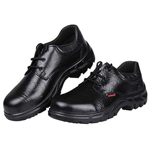 KARAM ISI Marked Leather Safety Shoe | Excellent Grip, Comfort and Slip Resistance | Safety Shoes with Steel Toe | Black | FS05BL(SWSAPN), Size-08