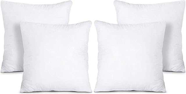 SK MERCHANDISE Pack of 4 (45 x 45 cm) Hollowfibre 18" Inch Square Cushion Pads Insert Inner Fillers Anti-Allergy