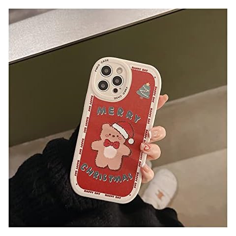 Yonds Queen Compatible with iPhone 13 Christmas Case, Cute Fun Cartoon Unique Xmas Bear Design Stylish Bumper Cover Anti-Scratch Protective Shockproof Cover Case (iPhone 13, Red) Cover